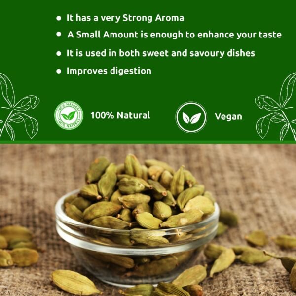 Organic Green Cardamom Super Bold 8+mm (Choti Elaichi)