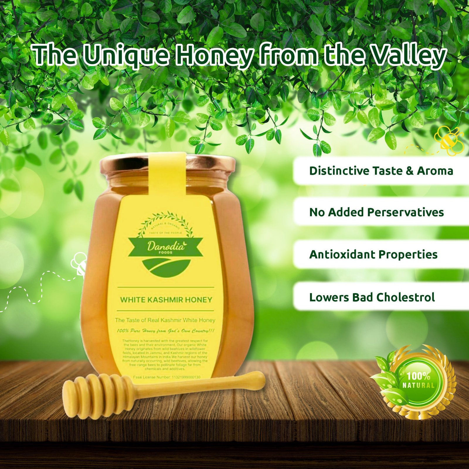 Organic White Kashmir Raw Honey, Unprocessed & Purified 5 Organic White Kashmir Raw Honey, Unprocessed & Purified